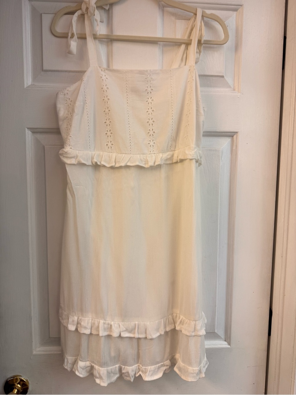 Women's Cream Ruffled Sundress